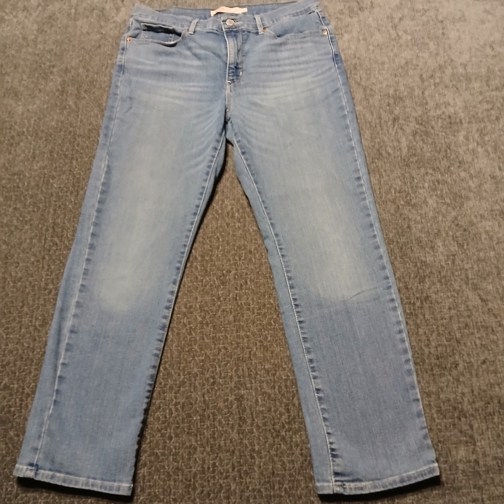 Signature by Levi Strauss Women Mid Rise Straight Jeans Blue Medium Wash Size 12